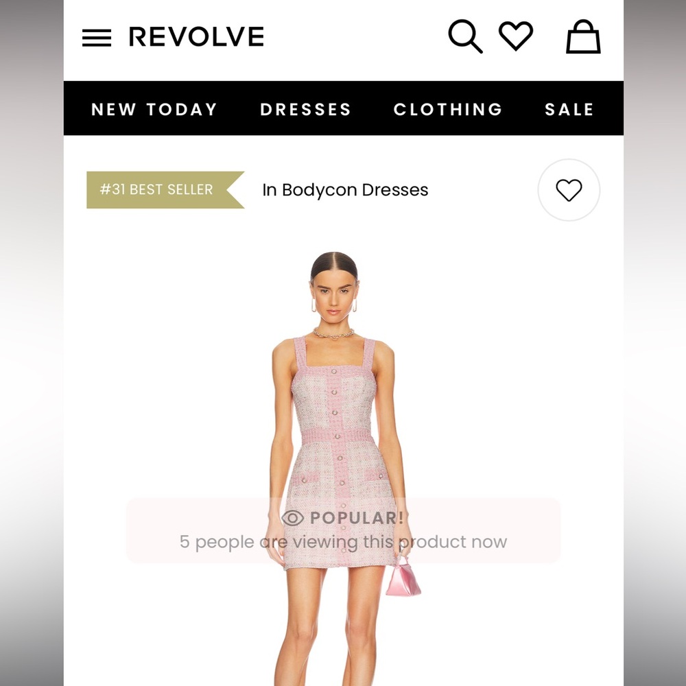 Amanda Uprichard 'Archie' Dress Size Medium Pink Tweed - Picture 8 of 8